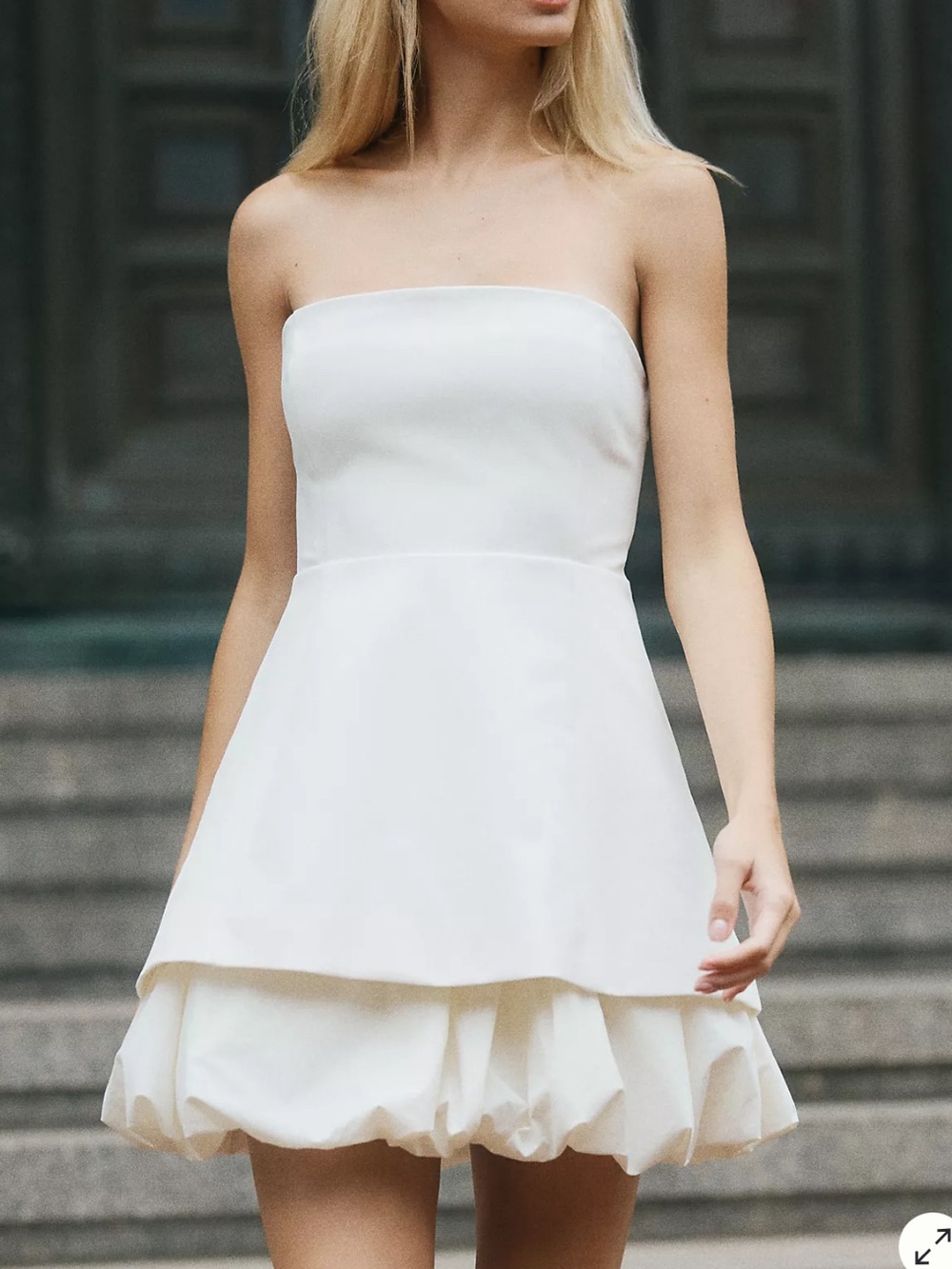 BHLDN Strapless Fit & Flare Bubble Mini Dress
